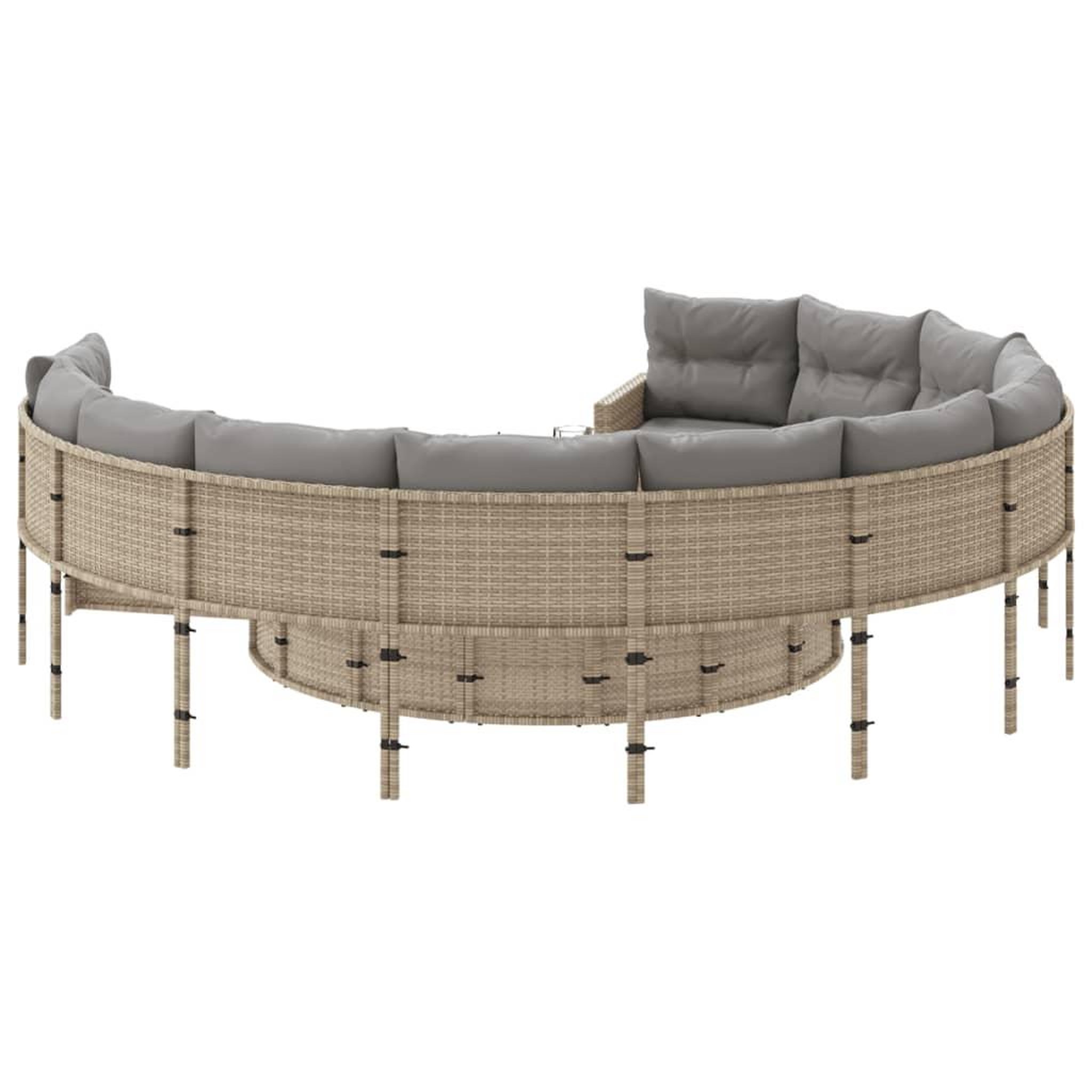 Voir la diapositive 5 : VIDAXL Canape de jardin avec coussins rond beige resine tressee