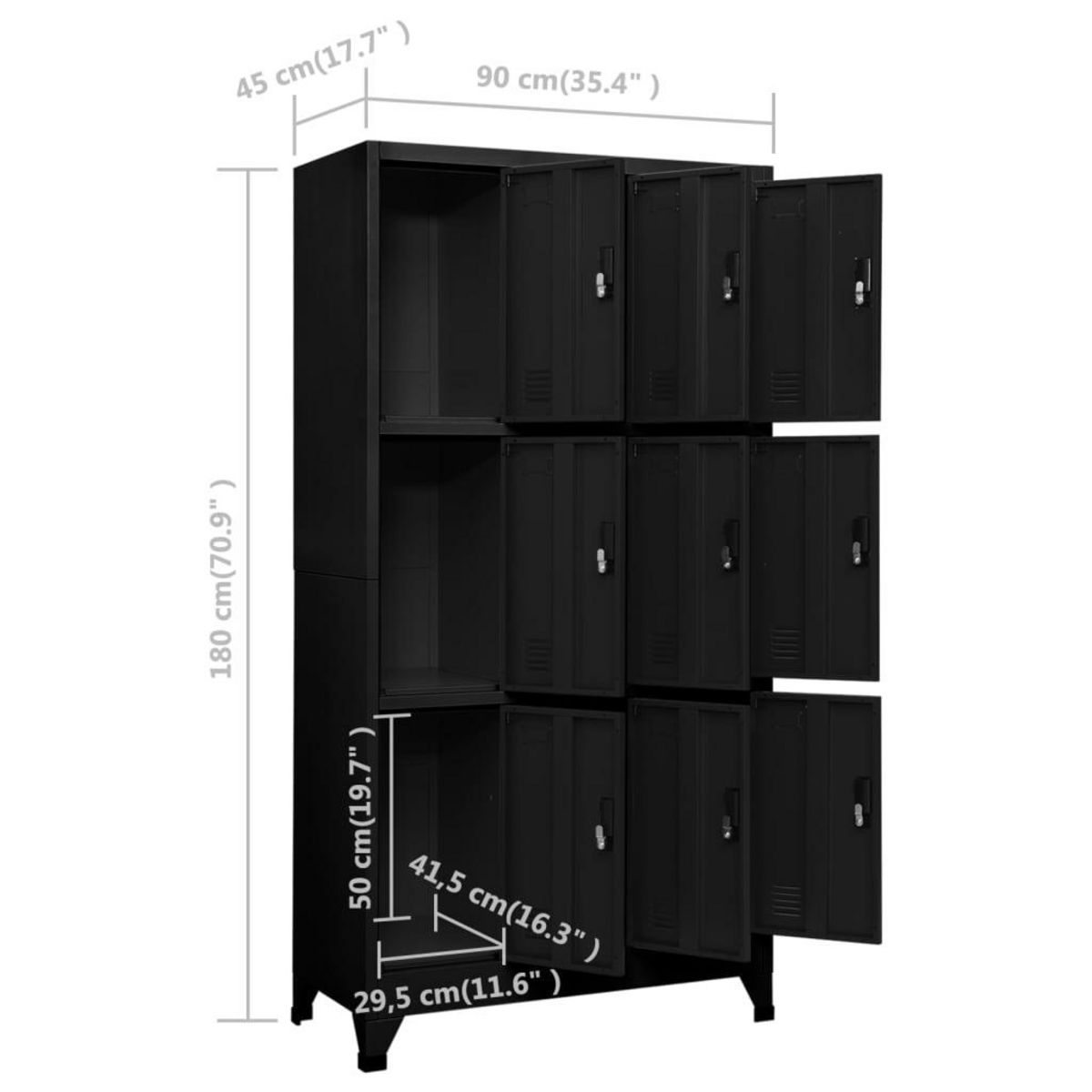 VIDAXL Armoire a casiers Noir 90x45x180 cm Acier