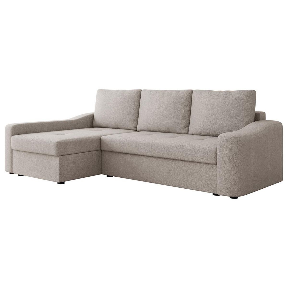 BEST MOBILIER Claudia - canapé d'angle gauche 4 places convertible avec coffre en tissu texturé