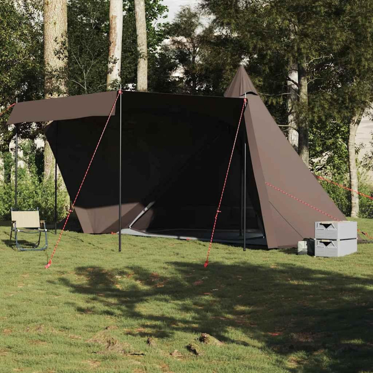 VIDAXL Tente familiale tipi 6 personnes marron impermeable