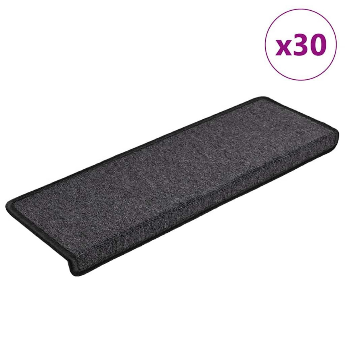VIDAXL Tapis d'escalier 30 pcs 65x21x4 cm Anthracite