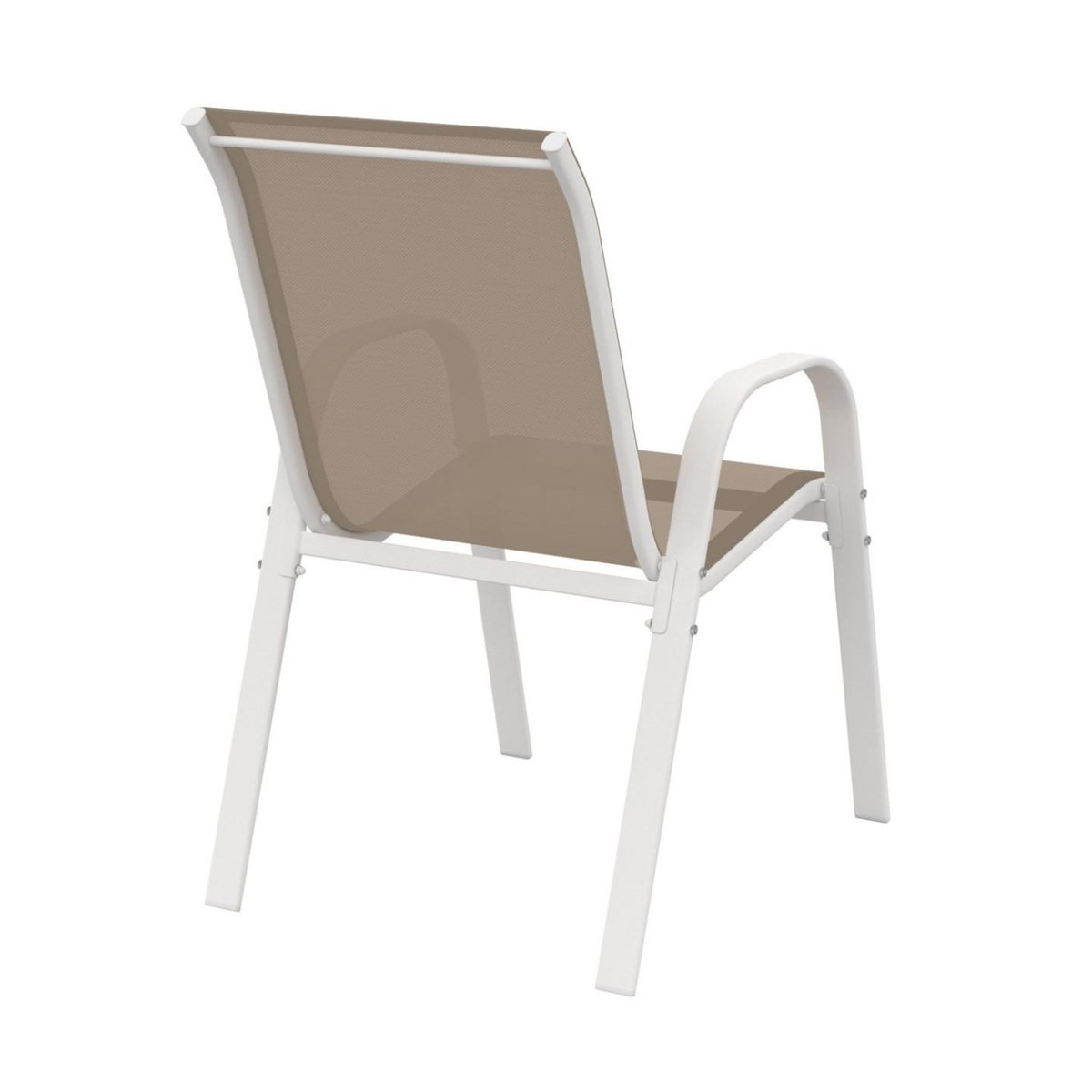 ID MARKET Lot de 6 chaises de jardin LYMA métal et textilène empilables blanc et beige