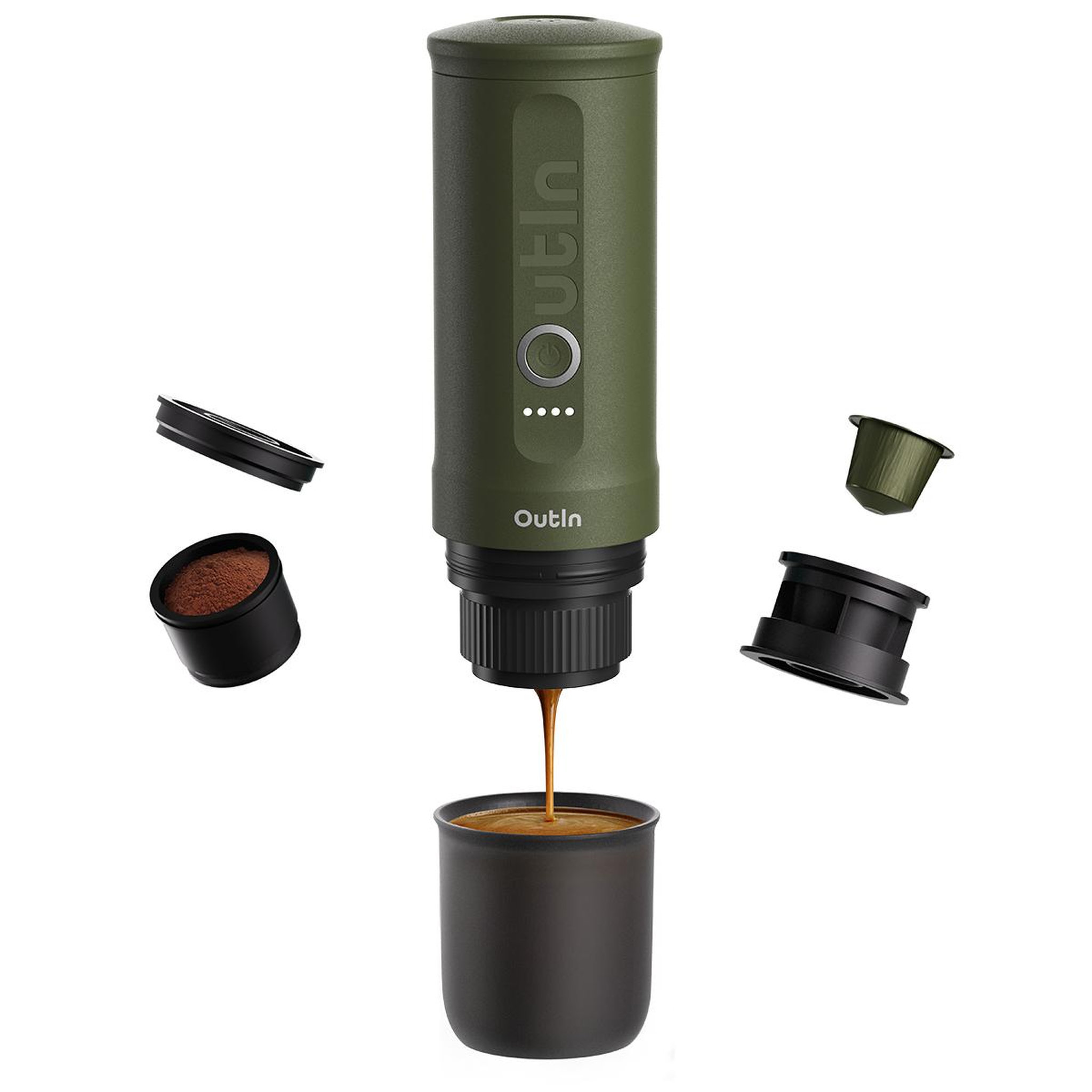 Voir la diapositive 3 : OUTIN Machine à expresso portable forêt verte - otem-01-fg