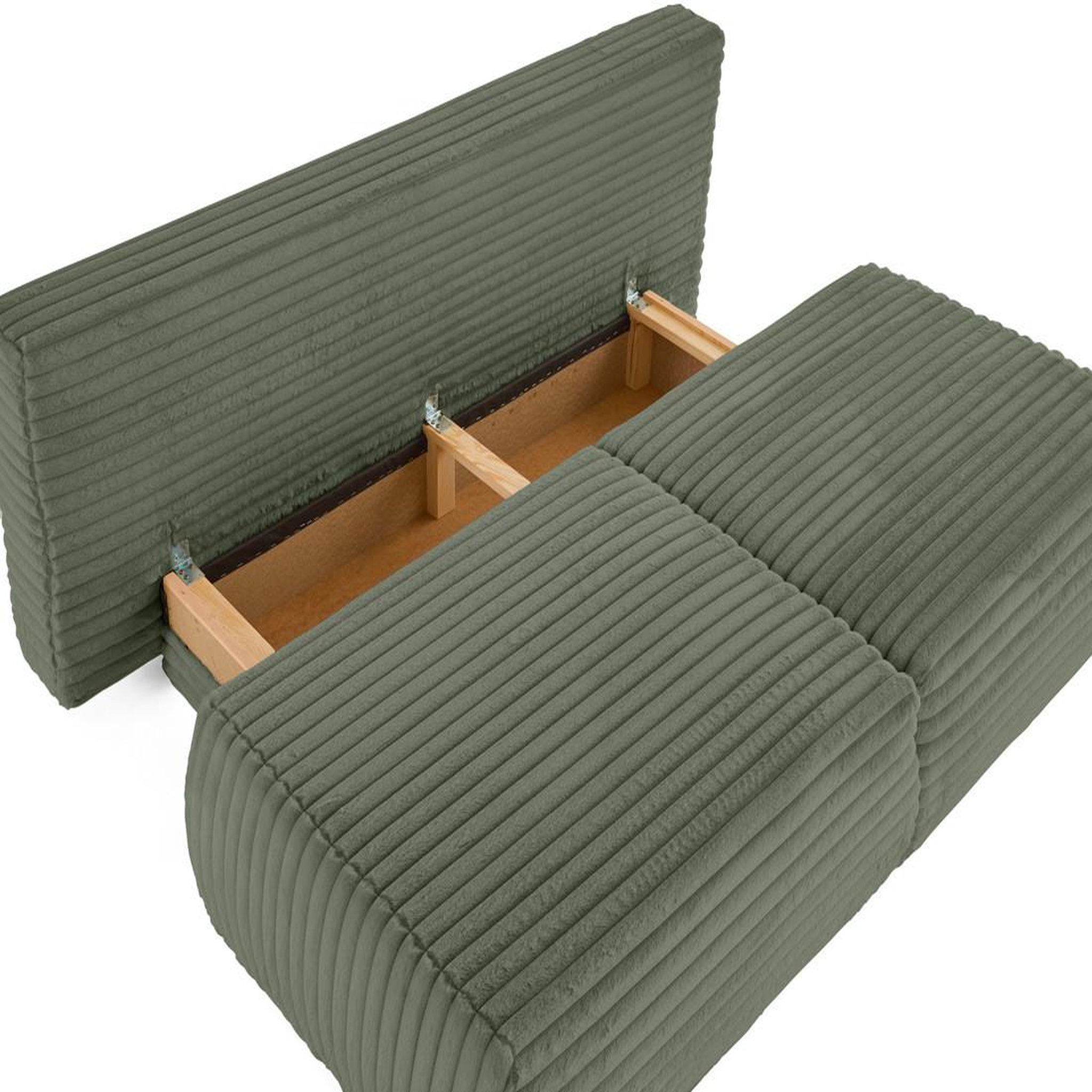 Voir la diapositive 3 : BEST MOBILIER Marvin - canapé 3 places convertible et coffre en fausse fourrure côtelée avec 2 coussins boule inclus