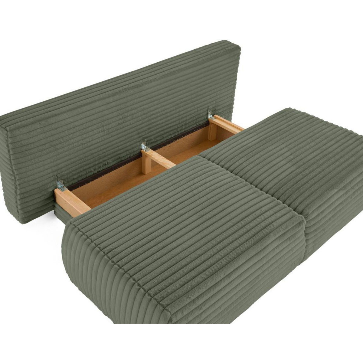 BEST MOBILIER Marvin - canapé 3 places convertible et coffre en fausse fourrure côtelée avec 2 coussins boule inclus