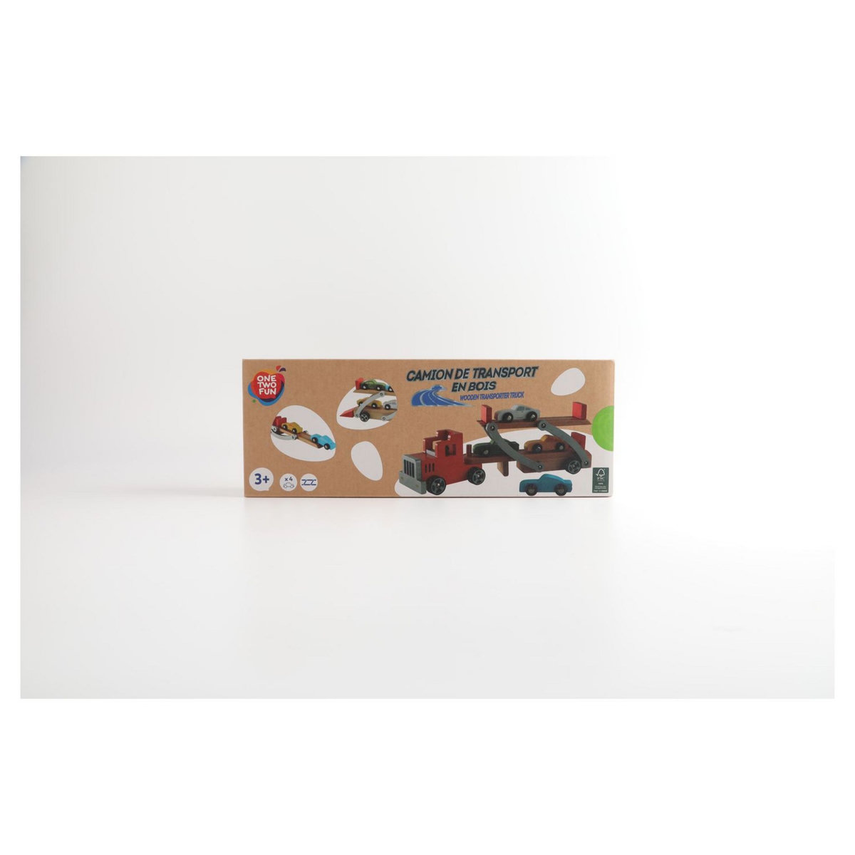 One Two Fun Camion de transport + véhicules en bois