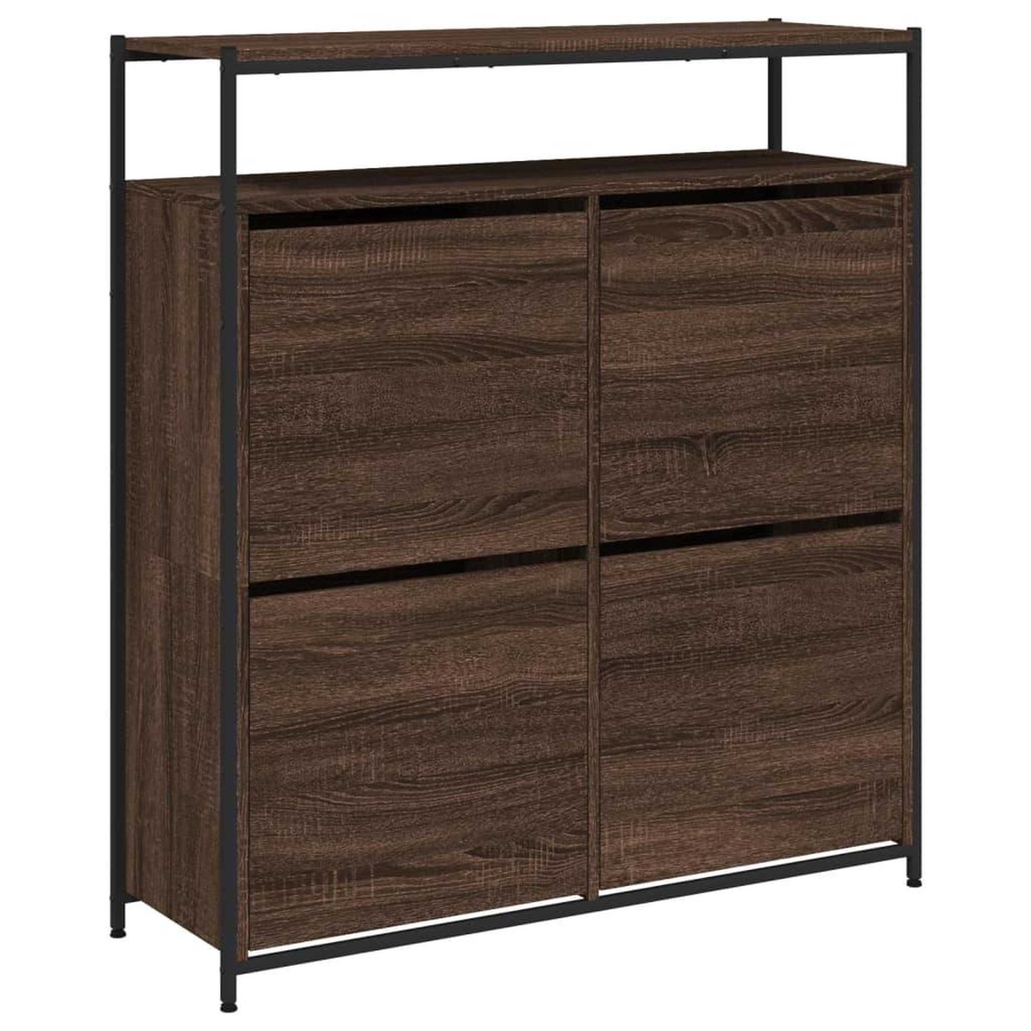 Voir la diapositive 2 : VIDAXL Armoire a chaussures 4 tiroirs rabattables chene marron