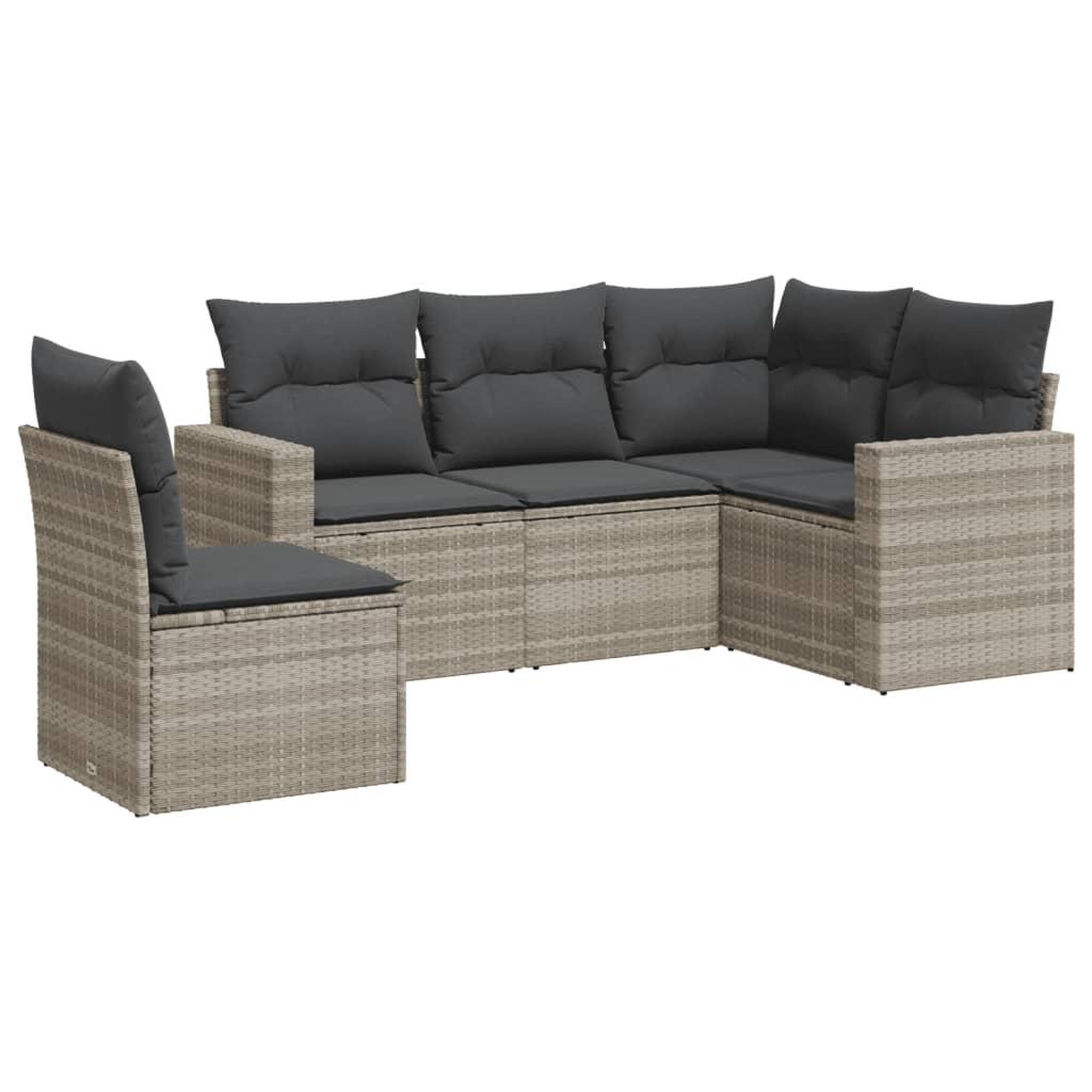 Voir la diapositive 2 : VIDAXL Salon de jardin 5 pcs avec coussins gris clair resine tressee