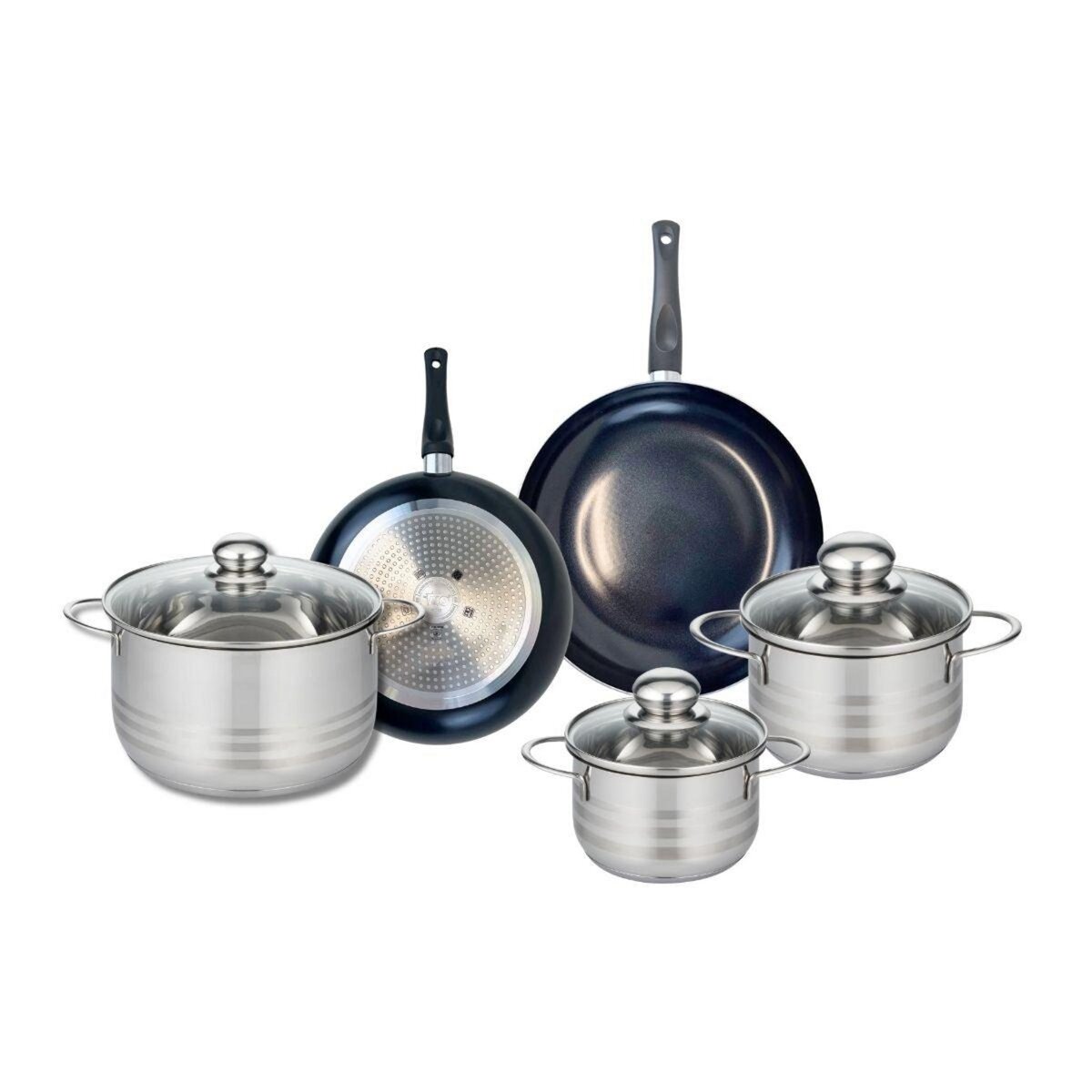 ELO Ensemble de 2 Poêles de cuisson 20 et 24 cm et 3 faitouts 14, 16 et 20 cm Elo Prima Brillant