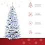 Voir la diapositive 4 : HOMCOM Sapin de Noël artificiel enneigé lumineux LED x 250 multicolore Ø 112 x 210H cm 829 branches vert blanc