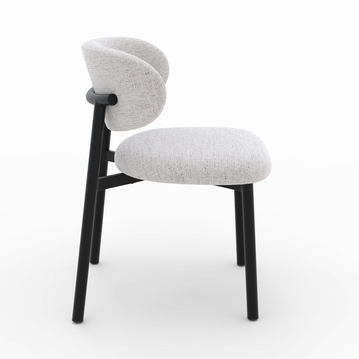 MAISON PAVANE Lot de 2 chaises en tissu gris clair chiné et pieds en métal noir-Nao