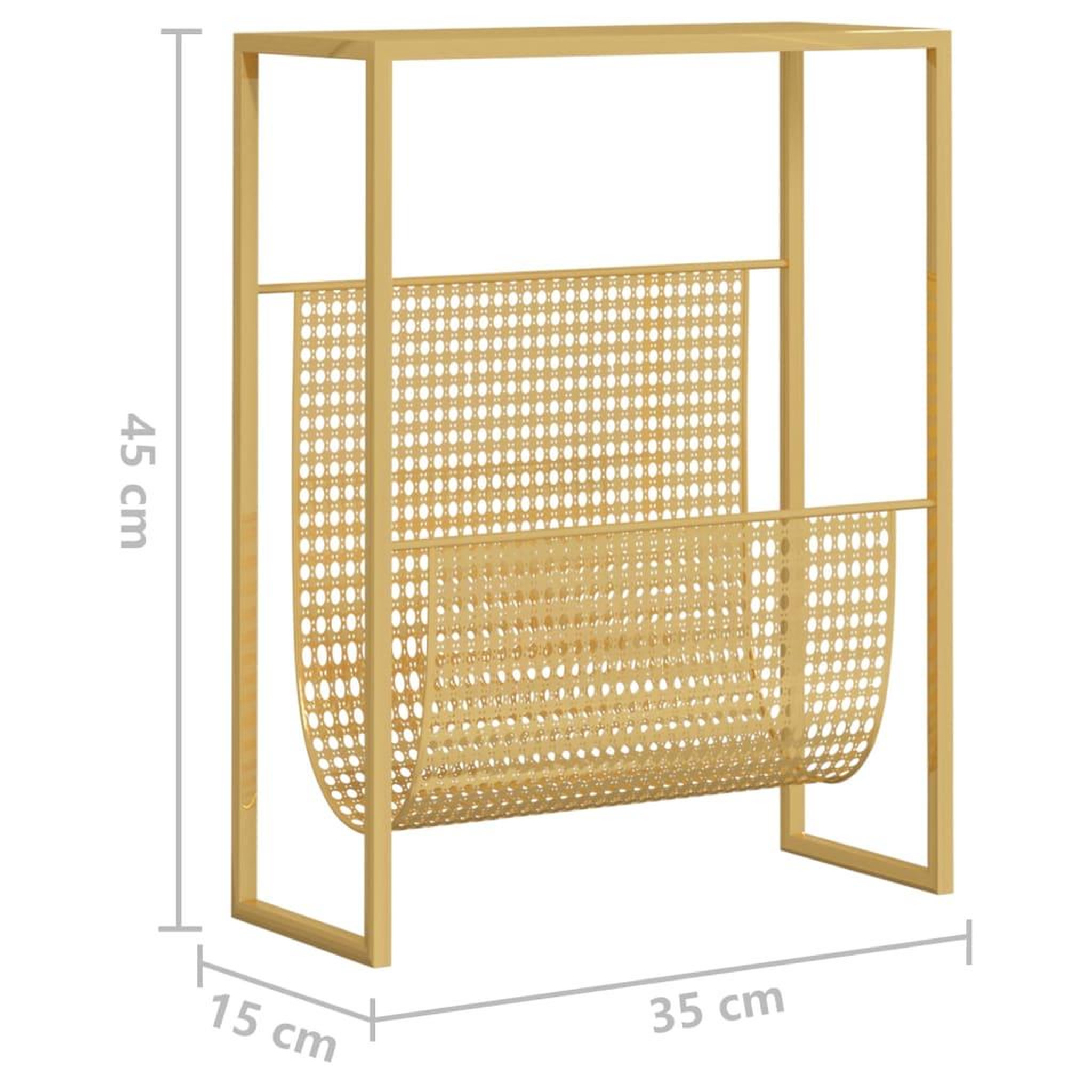Voir la diapositive 6 : VIDAXL Porte-revue Dore 35x15x45 cm Acier