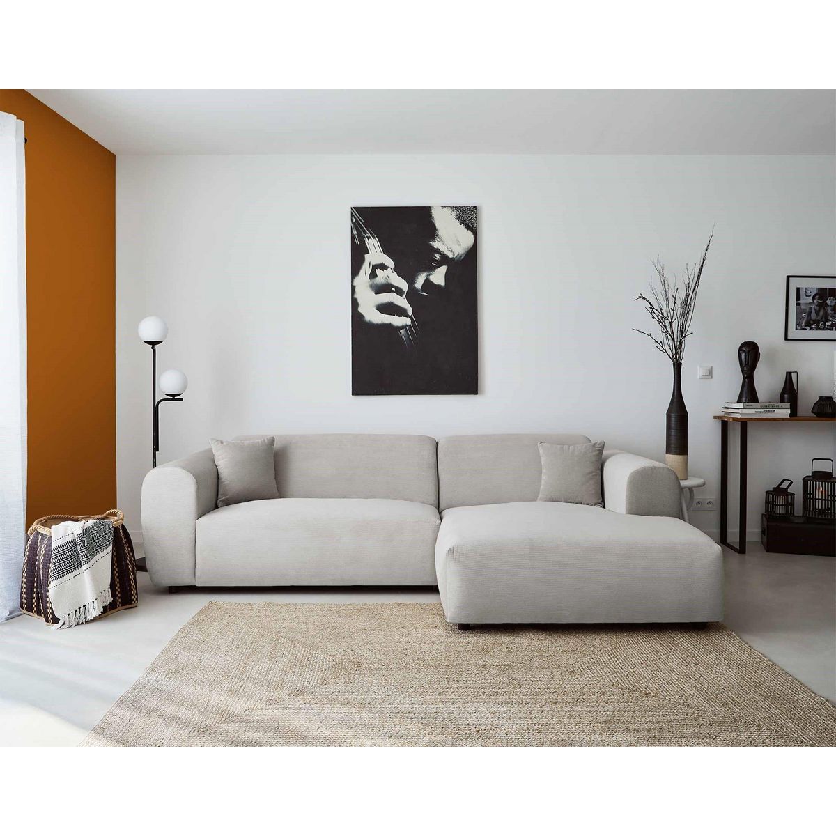 LISA DESIGN Aumance - canapé d'angle droit 4 places - en velours côtelé