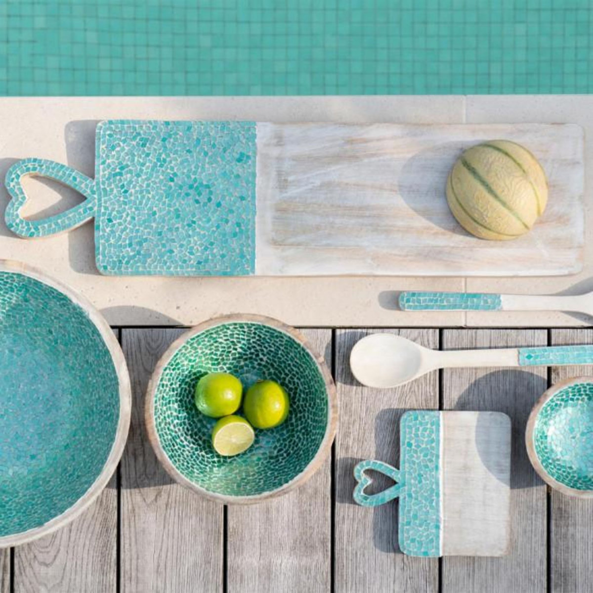 Paris Prix Planche de Présentation Mosaïque en Bois  Freddy  74cm Vert