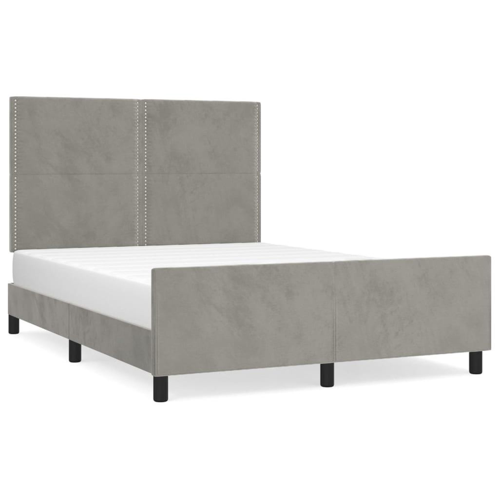 Voir la diapositive 2 : VIDAXL Cadre de lit sans matelas gris clair 140x190 cm velours