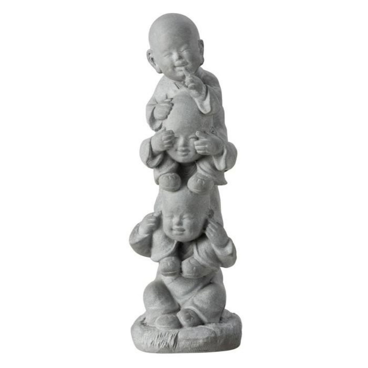 Paris Prix Statuette Déco  3 Moines sur Épaules  58cm Gris