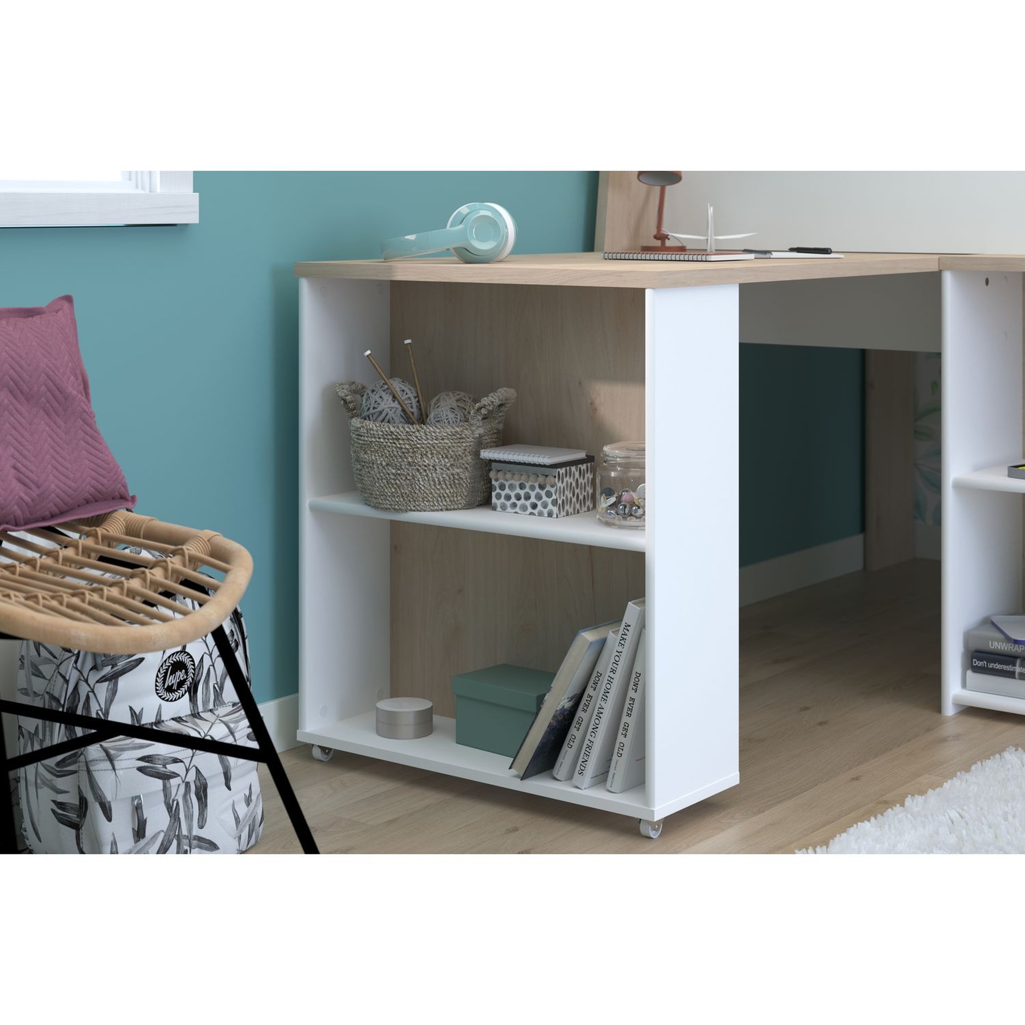 Voir la diapositive 2 : Lit combiné mi hauteur sommier inclus 90x200cm GREG