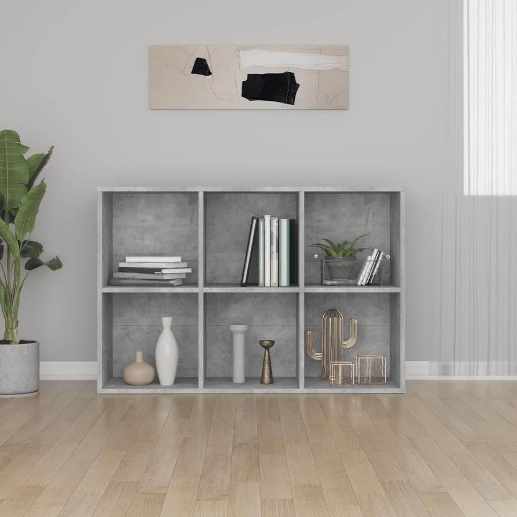 Voir la diapositive 4 : VIDAXL Bibliotheque/Buffet gris beton 66x30x98 cm bois d'ingenierie