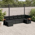 VIDAXL Salon de jardin 7 pcs avec coussins noir resine tressee