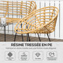Voir la diapositive 5 : OUTSUNNY Salon de jardin 4 places 4 pièces style exotique table basse coussins noirs fournis résine tressée aspect rotin