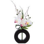 ATMOSPHERA Composition florale vase  - Hauteur 44 cm - Orchidée. Coloris disponibles : Blanc