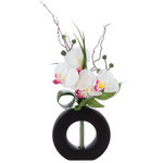 ATMOSPHERA Composition florale vase  - Hauteur 44 cm - Orchidée. Coloris disponibles : Blanc