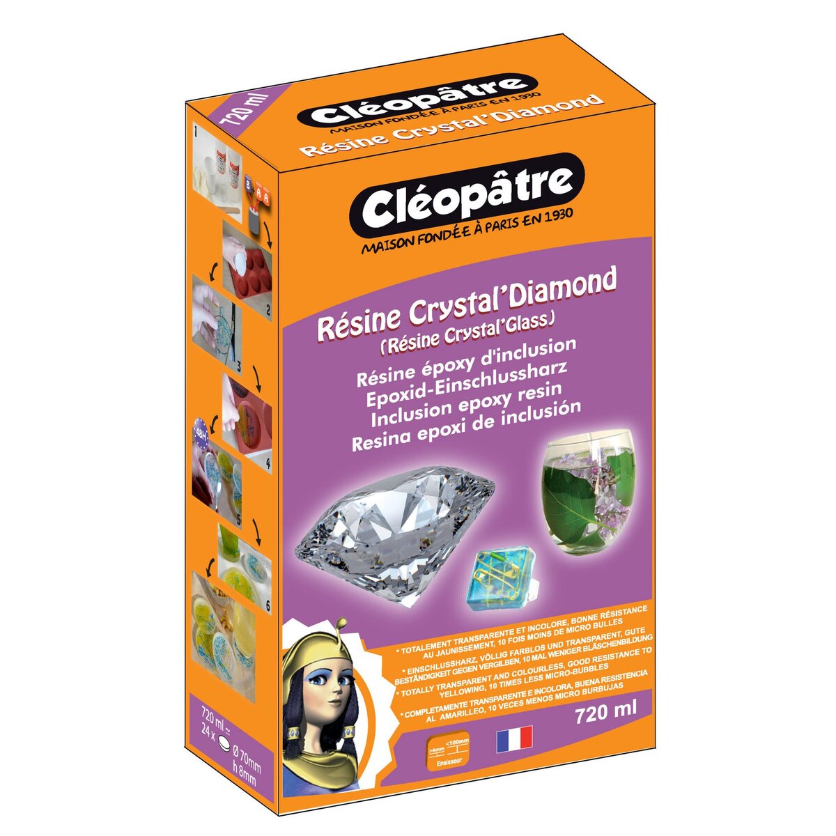 Cléopâtre Résine d'inclusion Crystal'Diamond et accessoires 720ml