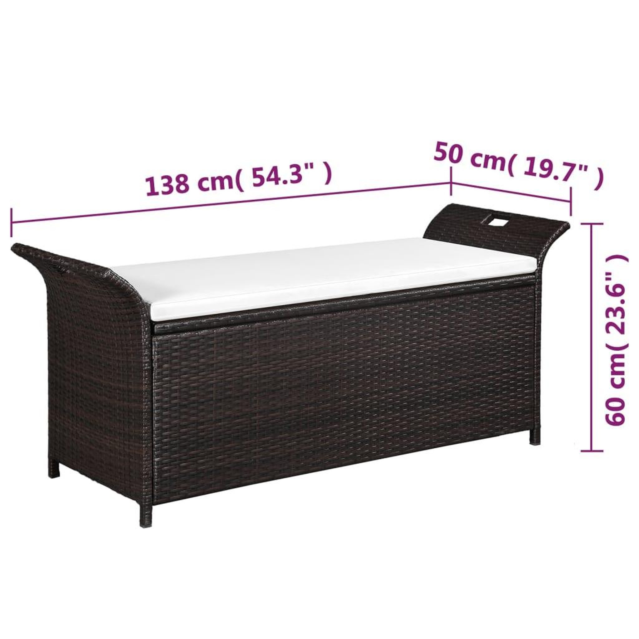Voir la diapositive 6 : VIDAXL Banc de jardin avec coussin 138 cm Resine tressee Marron