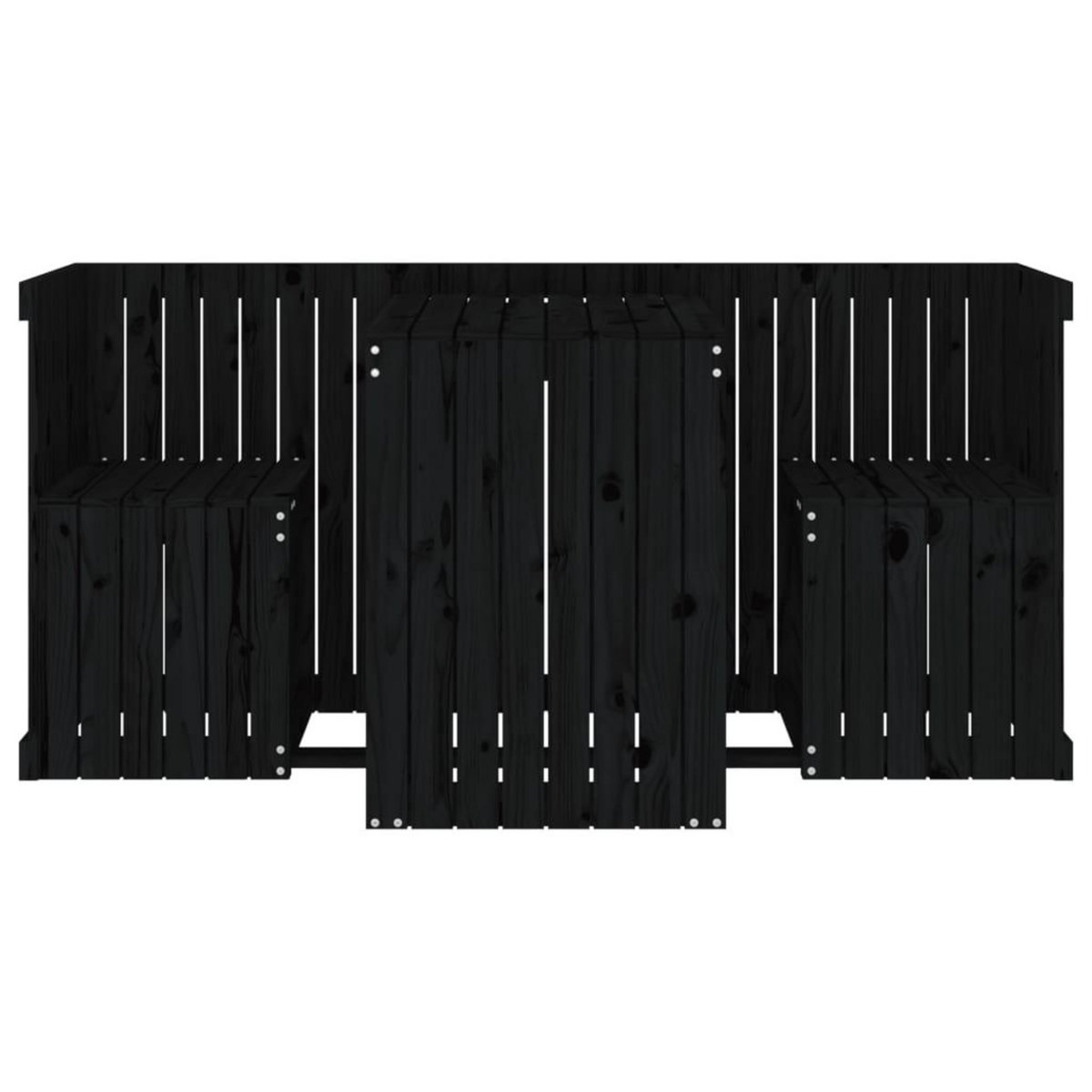 VIDAXL Set de balcon 2 places noir bois de pin massif
