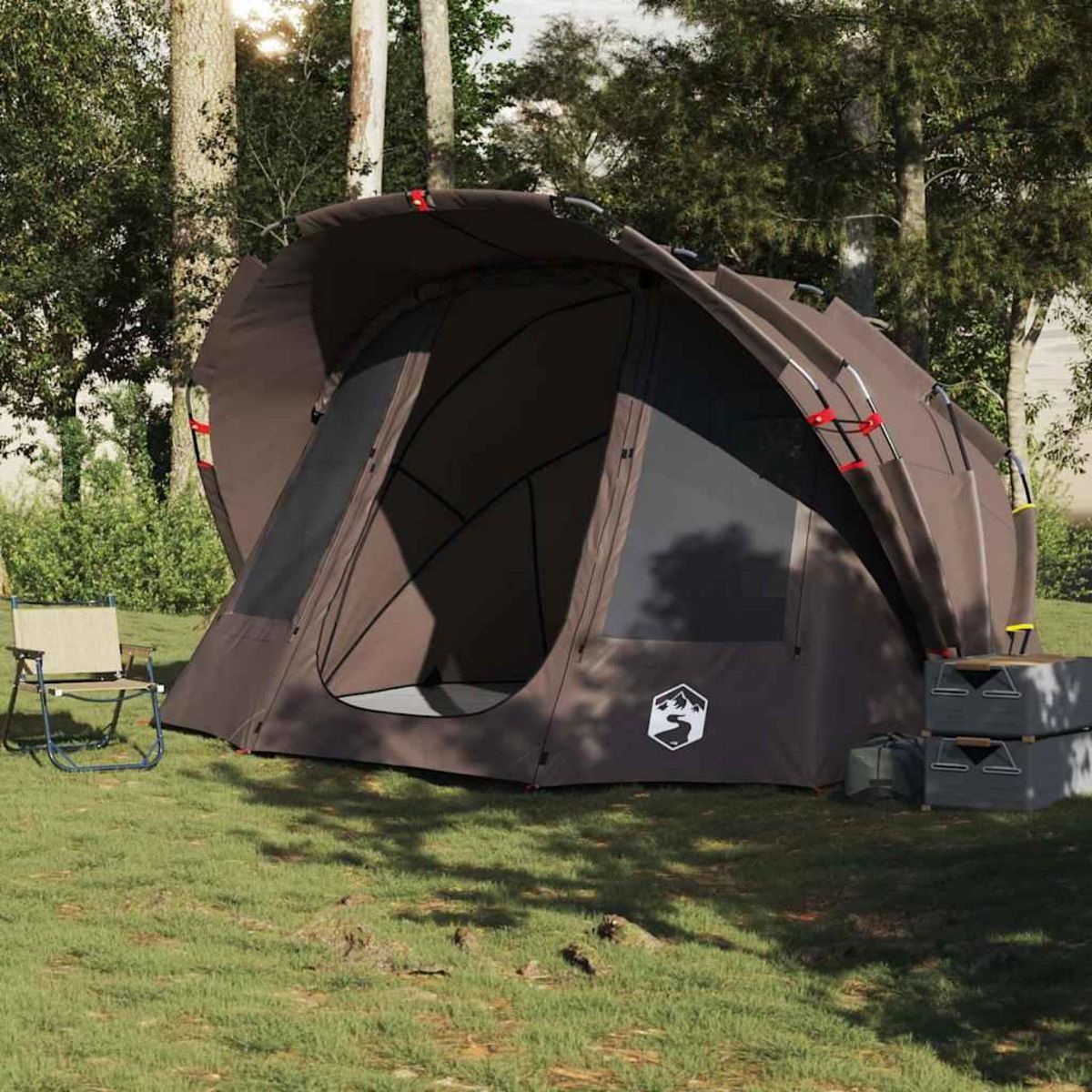 VIDAXL Tente de peche 5 personnes marron impermeable