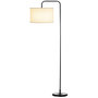 Voir la diapositive 1 : HOMCOM Lampadaire design néo-rétro max. 40 W 163H cm abat-jour circulaire aspect lin blanc piètement structure acier noir