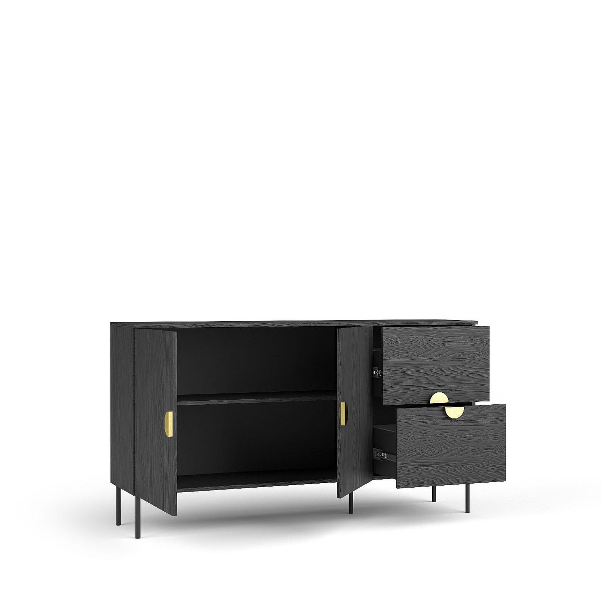 Voir la diapositive 3 : JLC KREATION Buffet bas noir et or 160cm dimitri