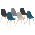 ID MARKET Lot de 6 chaises scandinaves GABY mix color beige, gris clair, bleu canard x2, gris foncé x2 en tissu