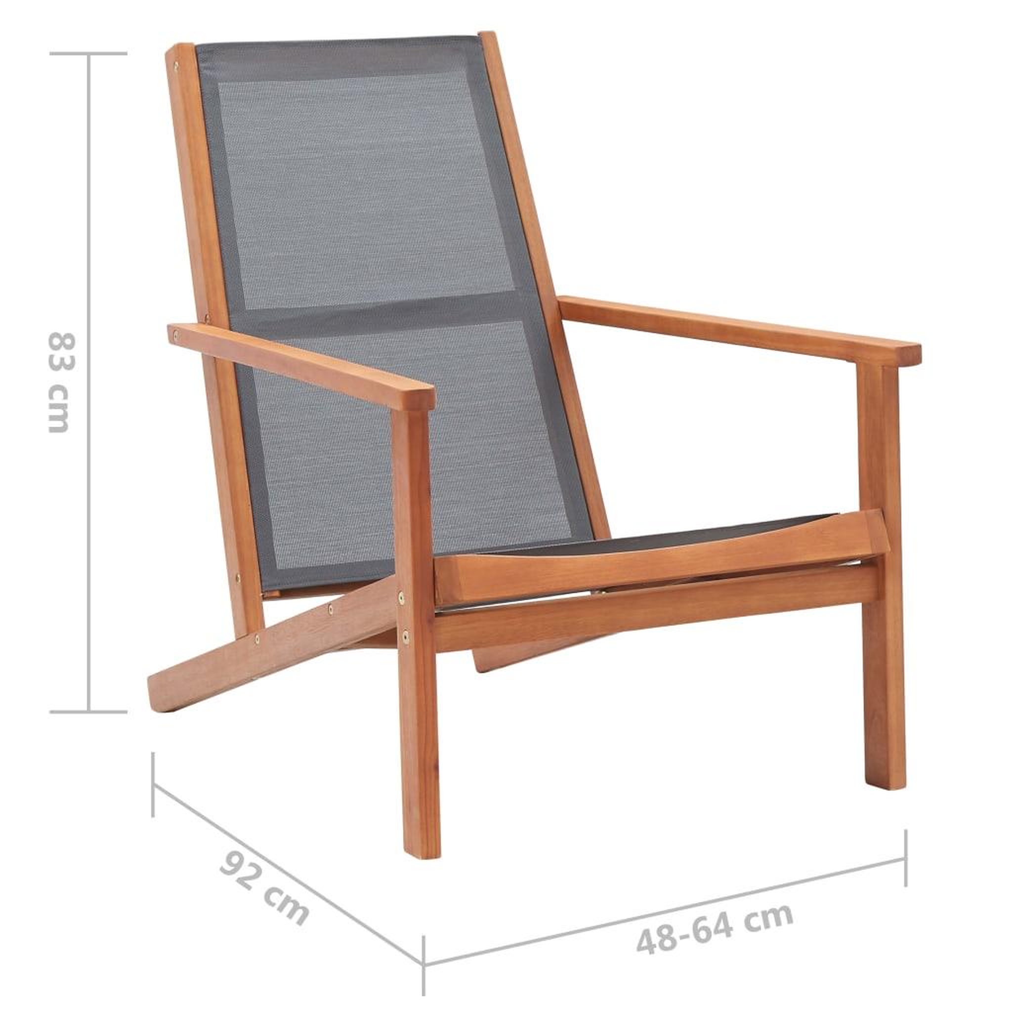 Voir la diapositive 6 : VIDAXL Chaise de jardin Gris Bois d'eucalyptus solide et textilene