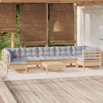 VIDAXL Salon de jardin 8 pcs avec coussins gris Bois de pin