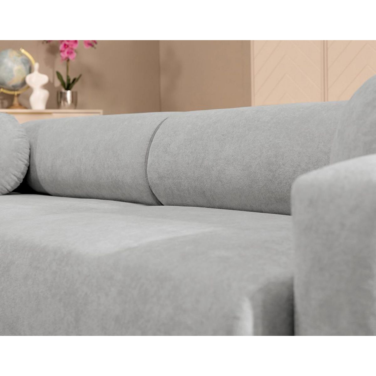 BEST MOBILIER Brunello - canapé d'angle réversible 4 places convertible avec coffre en tissu