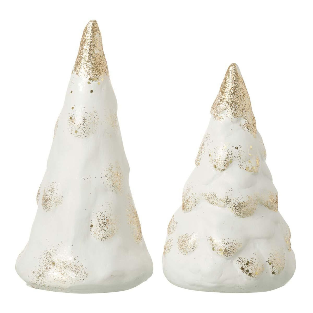 Paris Prix Lot de 2 Sapins de Noël Déco  Neige  22cm Beige
