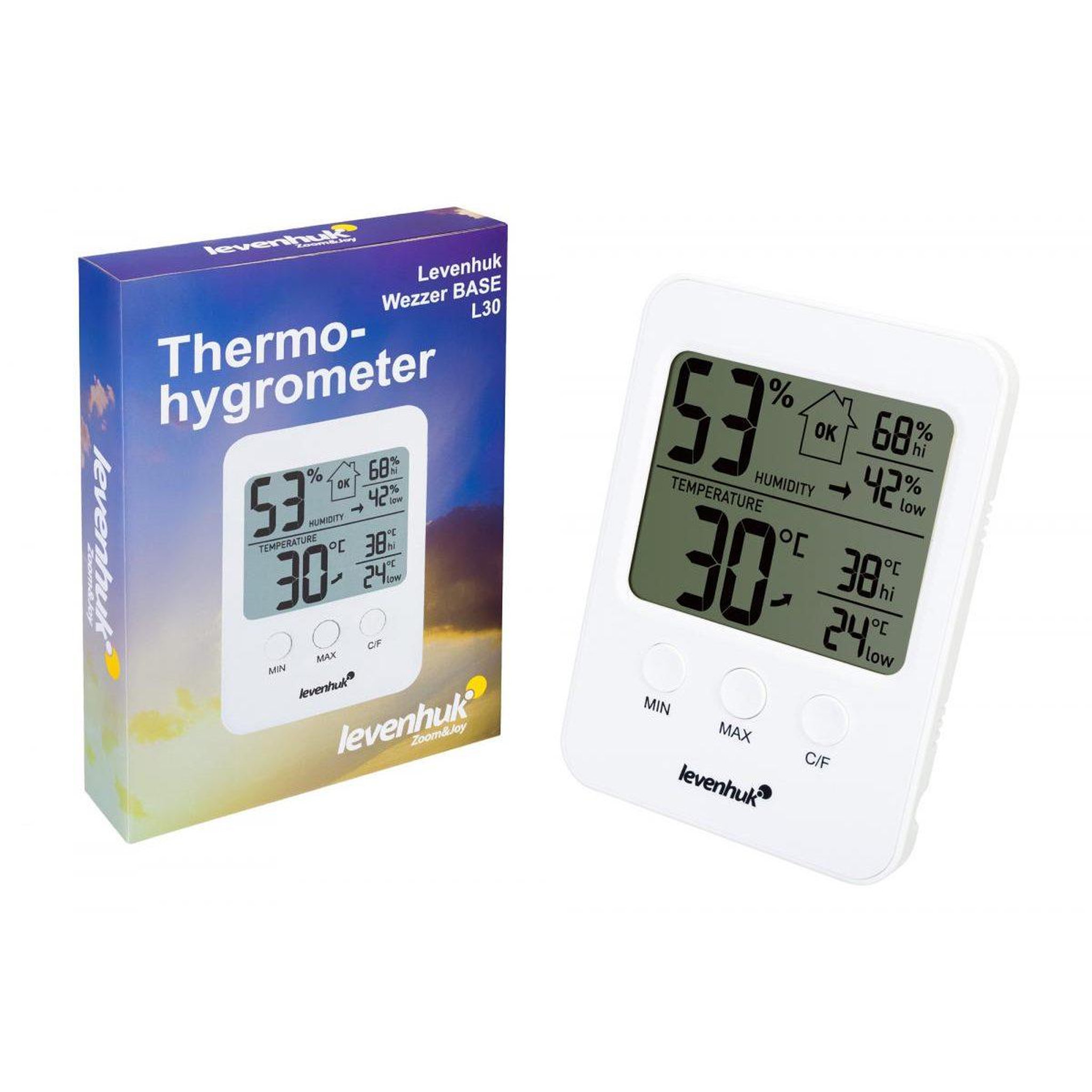 Voir la diapositive 2 : LEVENHUK Wezzer base l30 thermohygromètre blanc