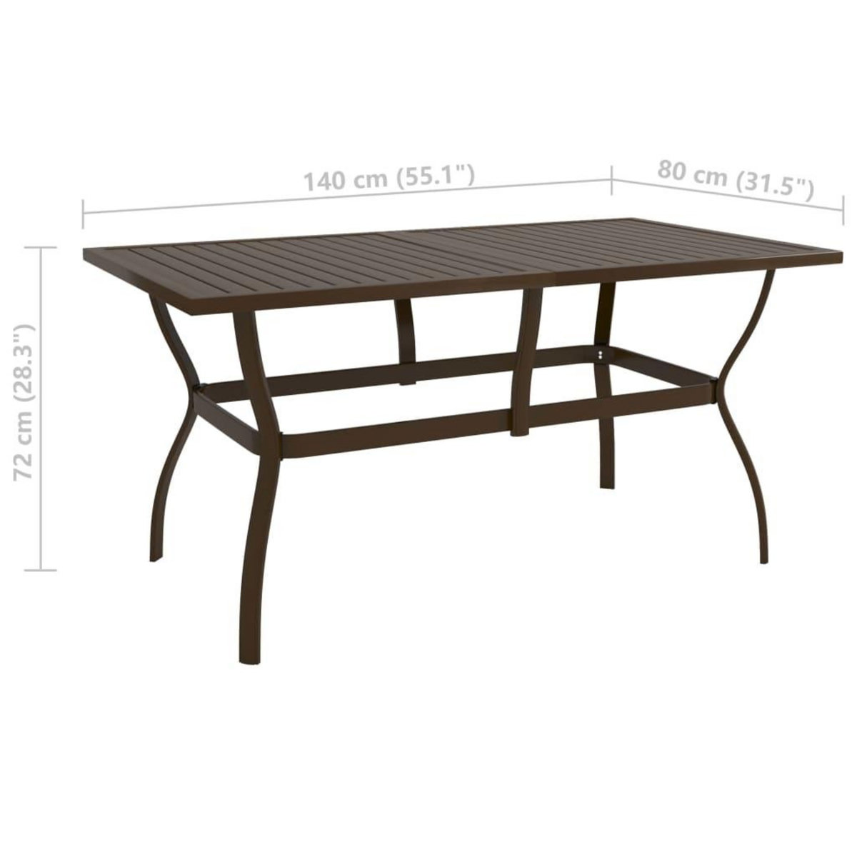 VIDAXL Table de jardin Marron 140x80x72 cm Acier