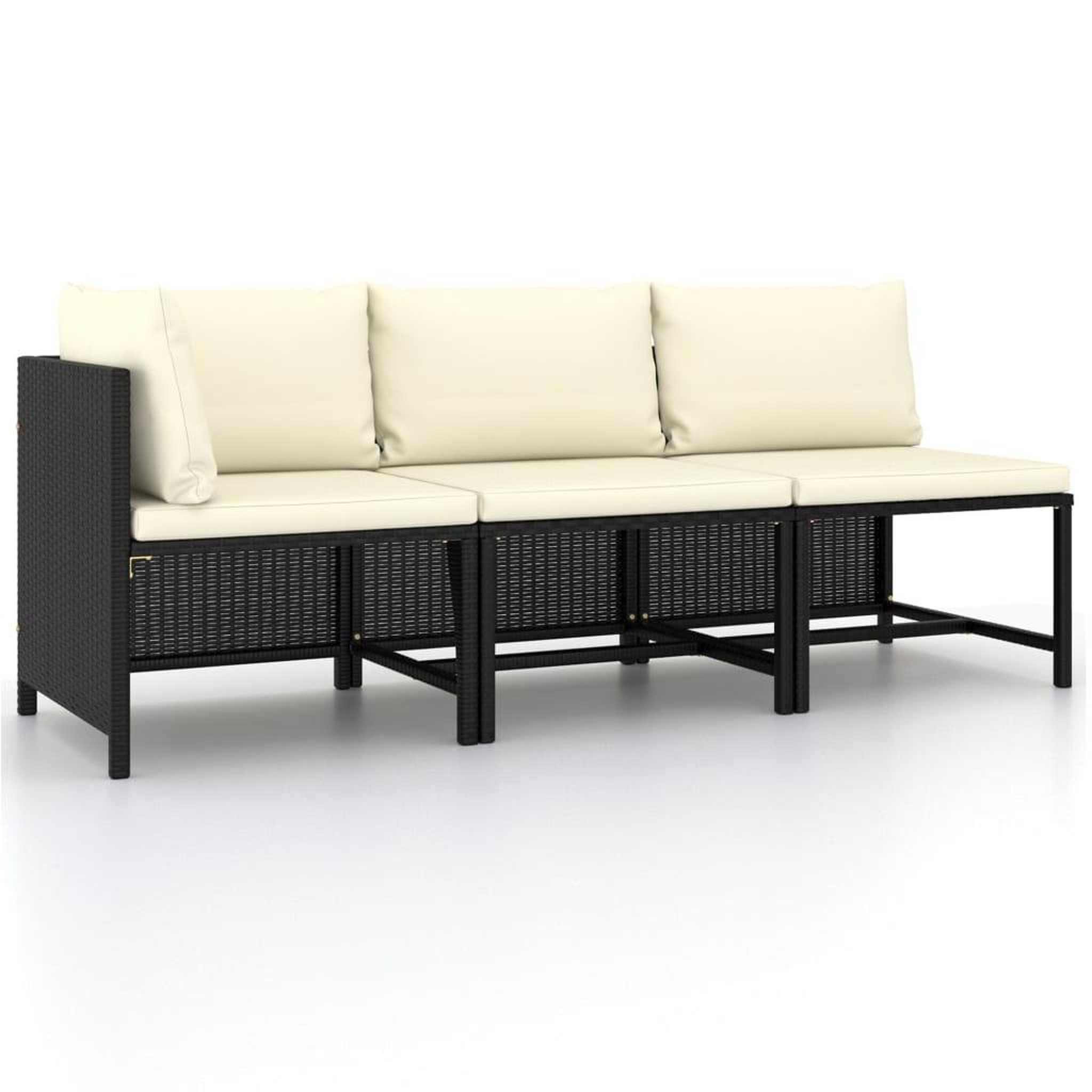 Voir la diapositive 1 : VIDAXL Canapes de jardin 3 pcs avec coussins Noir Resine tressee