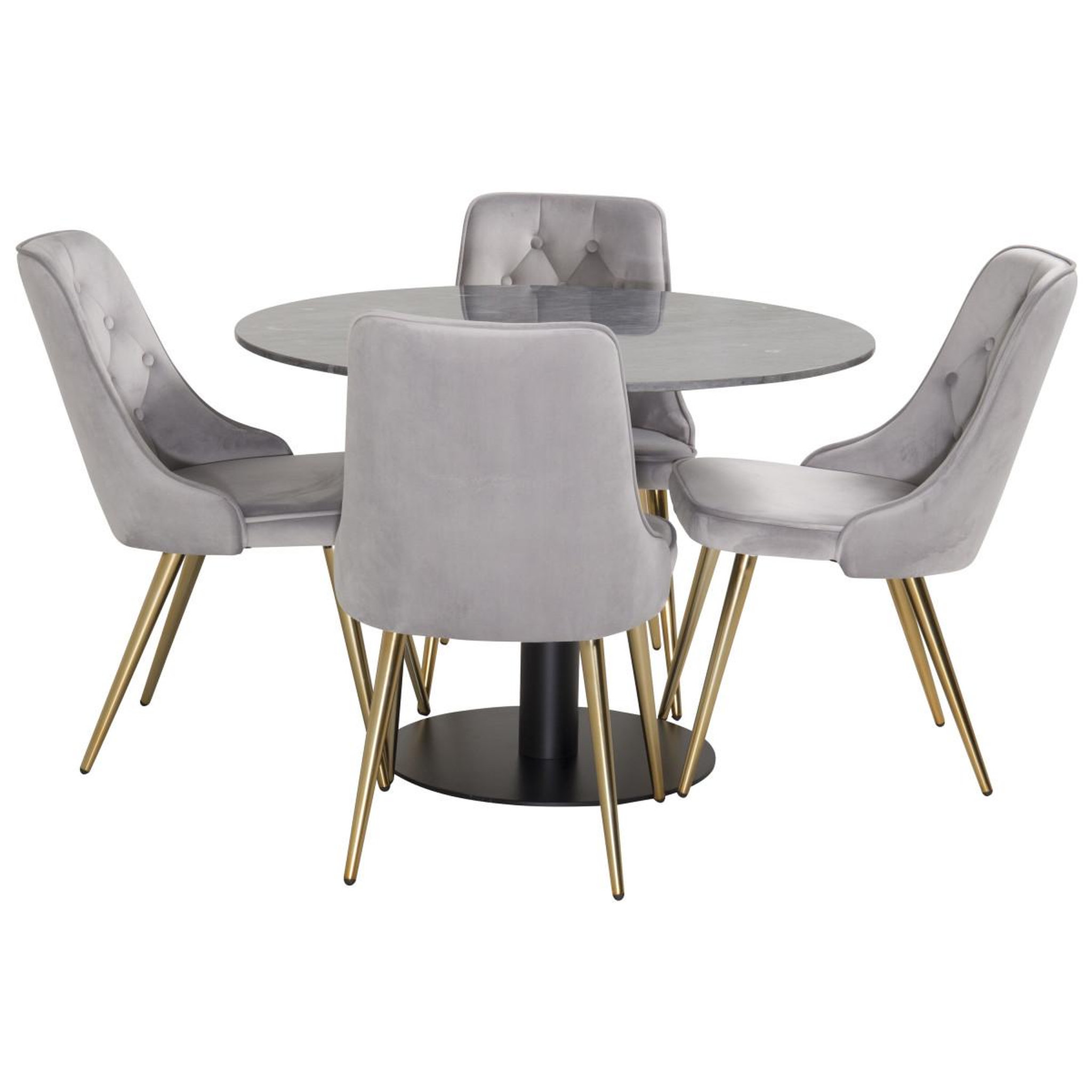 Voir la diapositive 2 : Paris Prix Ensemble table à manger & 4 chaises  estelle i & deluxe ii  106cm gris foncé & gris