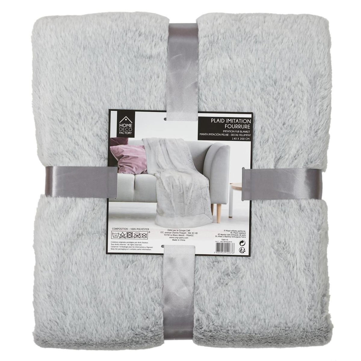 Paris Prix Plaid Imitation Fourrure  Prague  140x200cm Gris