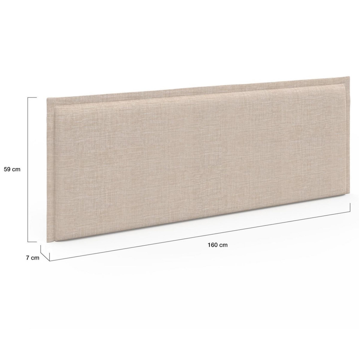 ID MARKET Tête de lit suspendue ALHYA 160 cm en tissu beige lin