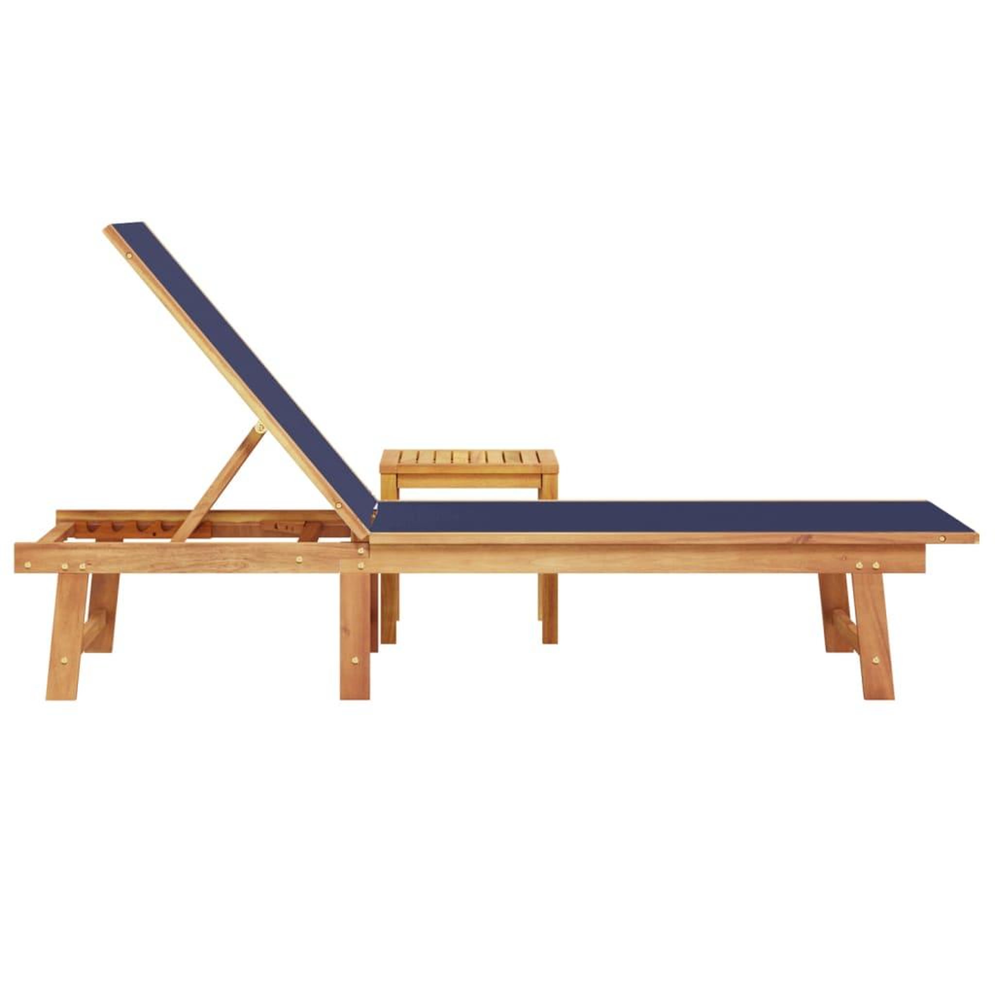 Voir la diapositive 4 : VIDAXL Chaise longue et table bleu bois d'acacia solide et textilene