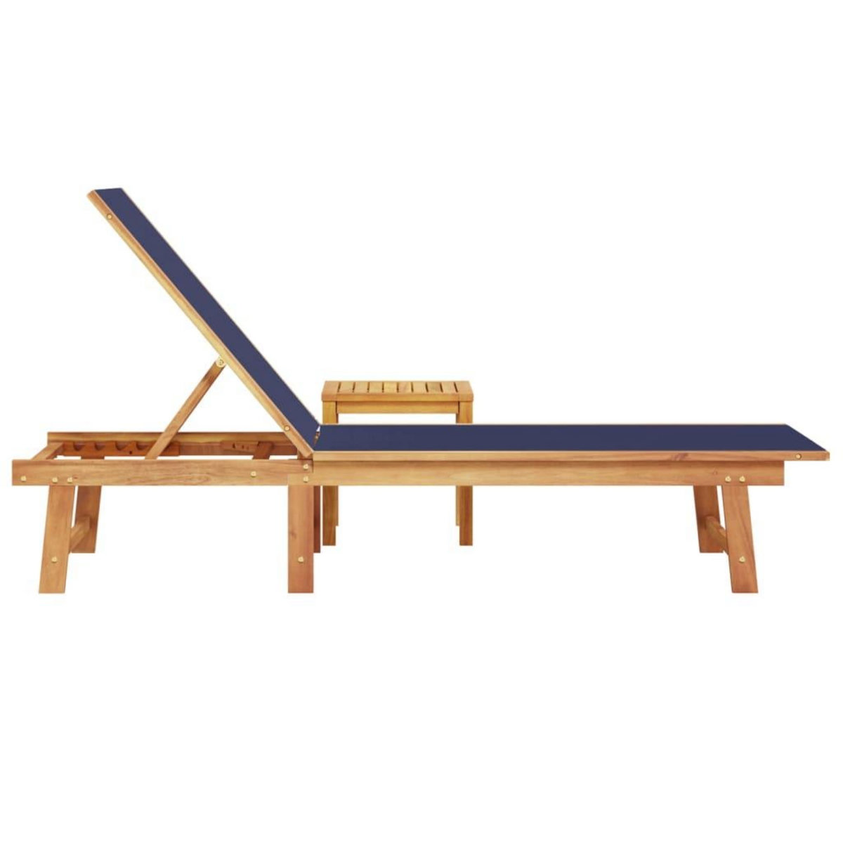 VIDAXL Chaise longue et table bleu bois d'acacia solide et textilene