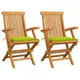 VIDAXL Chaises de jardin avec coussins vert vif 2 pcs Bois de teck
