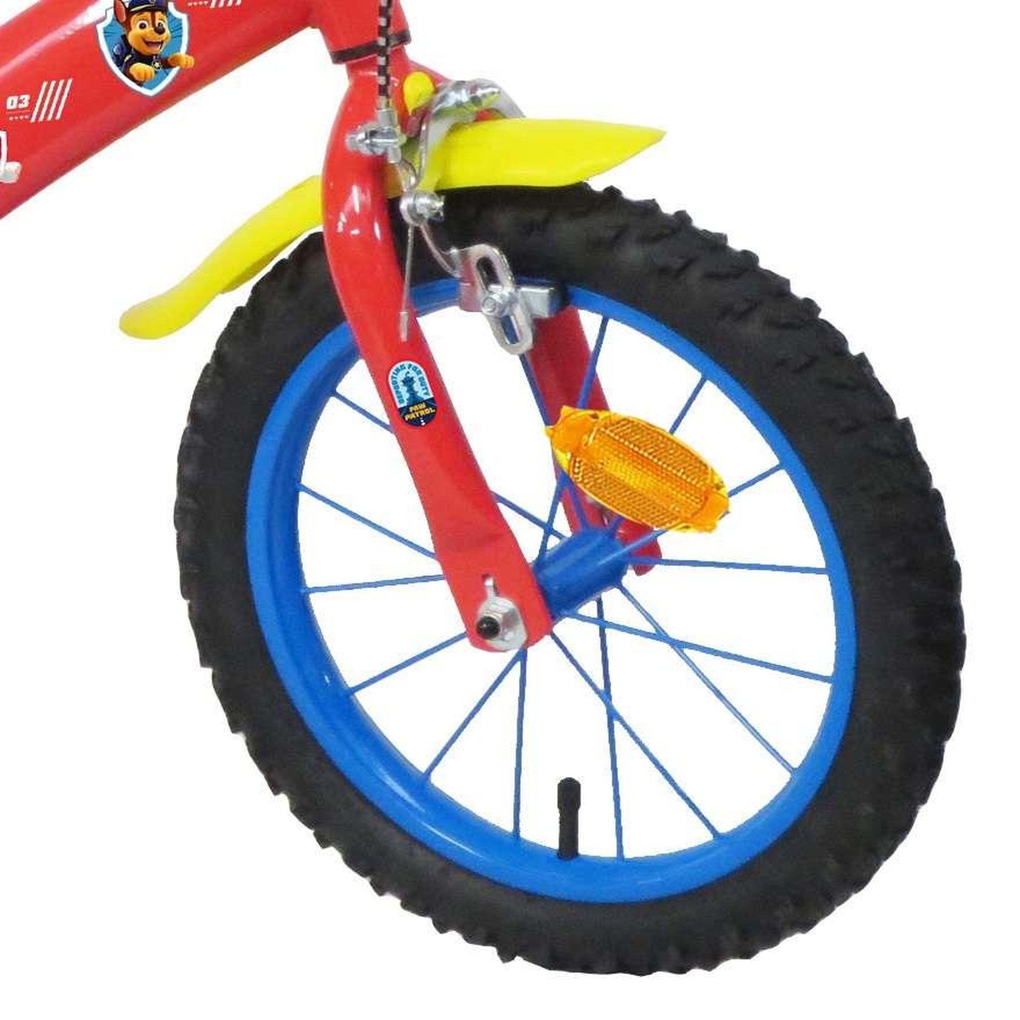 Voir la diapositive 4 : Nickelodeon Vélo enfant 14'' - Modèle Pat Patrouille pour enfant de taille 95à 110 cm avec stabilisateurs - 2 freins - Plaque décorative avant - Porte bidon & pneus gonflables