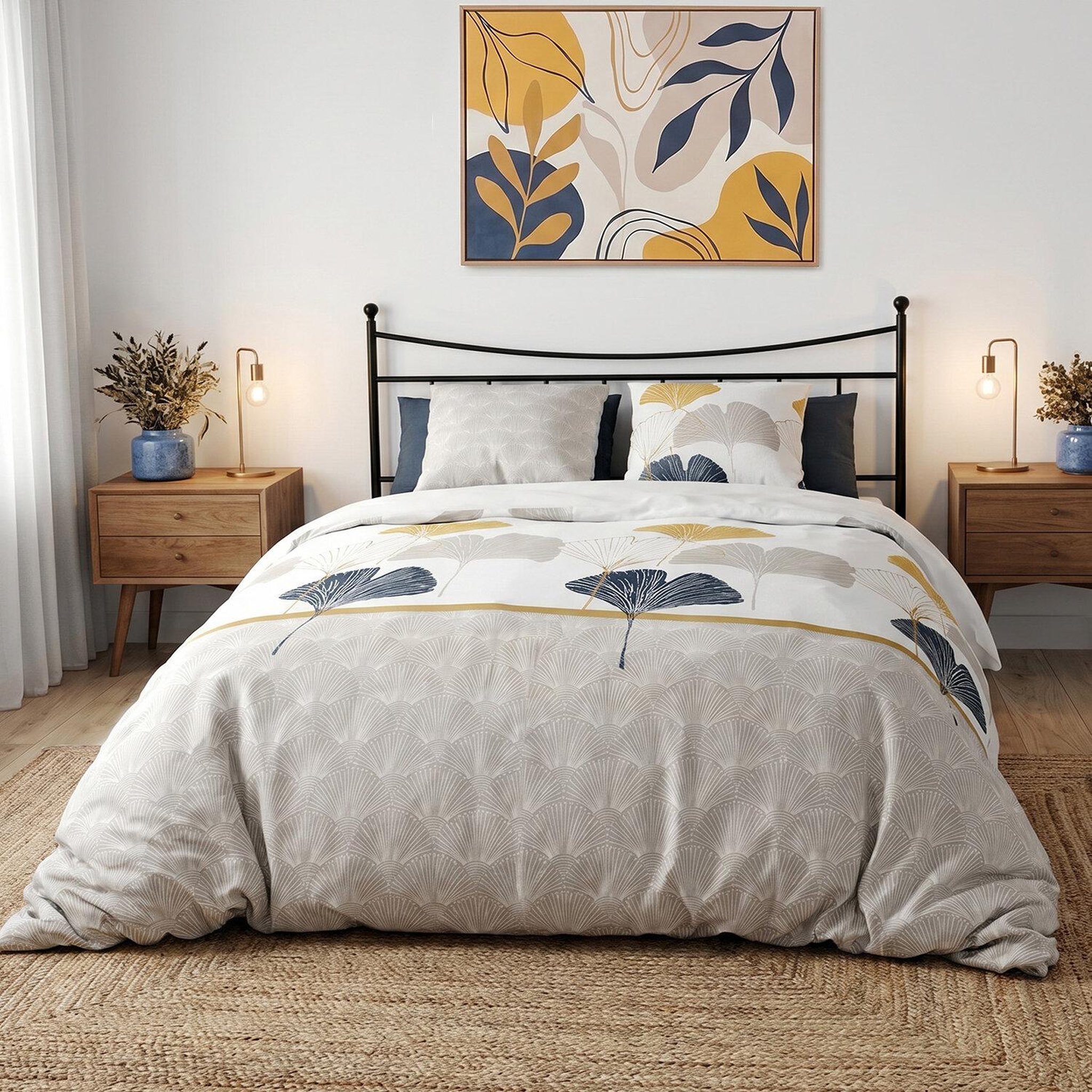 Voir la diapositive 3 : ATELIER DU COTON Parure housse de couette 100% coton 57fils , mangae