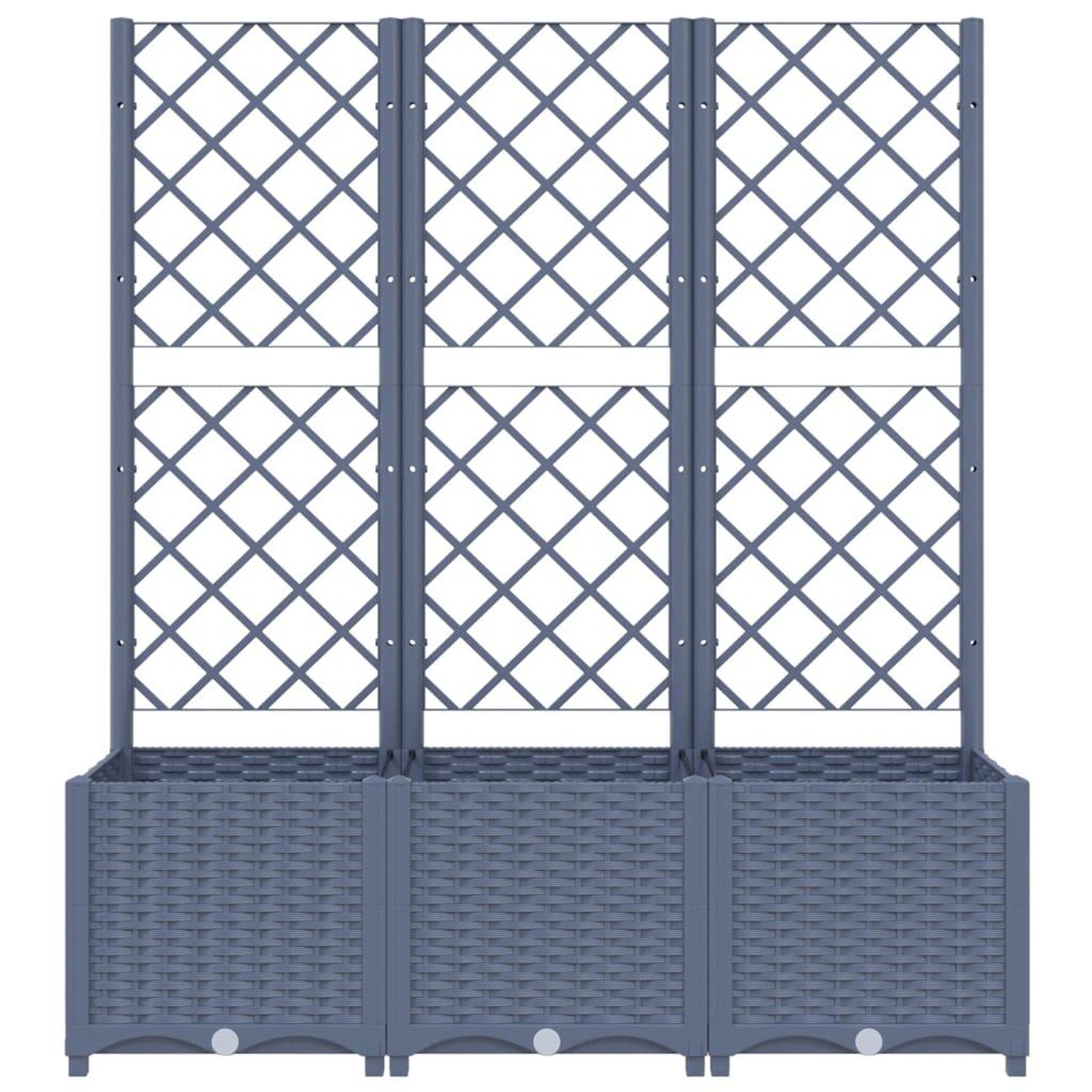 Voir la diapositive 4 : VIDAXL Jardiniere avec treillis bleu gris 120x40x136 cm PP