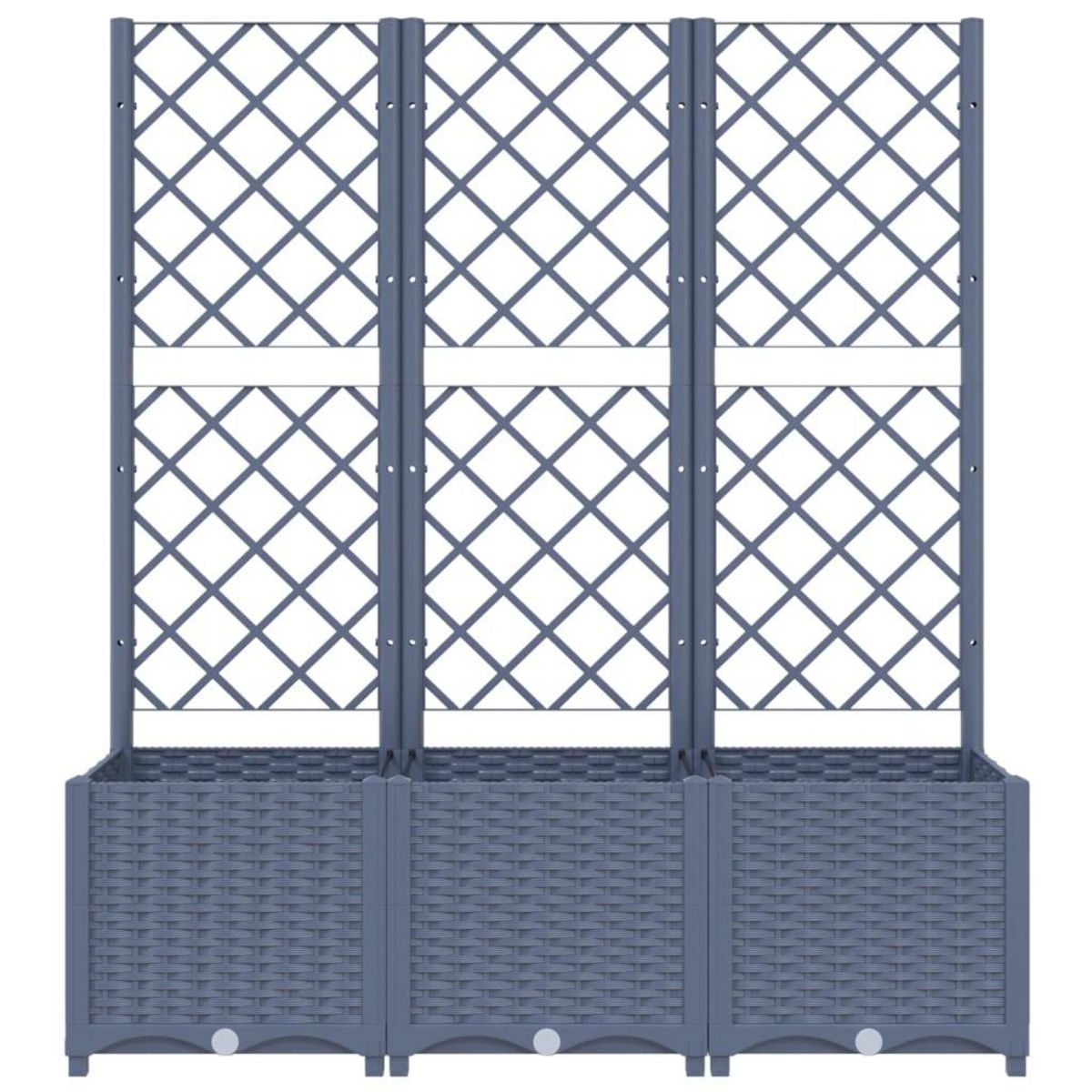 VIDAXL Jardiniere avec treillis bleu gris 120x40x136 cm PP